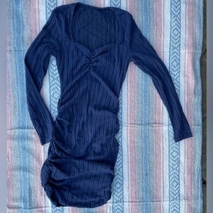 Shein Navy blue long sleeve ribbed dress